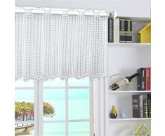 Diamoen Puntos de cuadrícula de Malla Cortina de la Ventana Corta Vestir Bolsillo de Rod Cocina cabinent Armario estantería Cenefa 45 * 150cm
