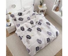 Fansu Juego de Ropa de Cama 4 Piezas Microfibra Juego de Fundas de Edredón Incluye 1 Funda Nórdica y 1 Sábana encimera 2 Funda de Almohada (Cama 135/140-180x220cm,Hojas)