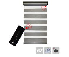 Heicko Duo - Estor eléctrico con motor tubular con batería y receptor, incluye mando y pinza (no necesita taladrar), diferentes medidas, 1 unidad, metal, 650 x 2500 mm