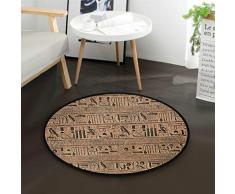Mnsruu - Alfombra egipcia de jeroglífico en la pared, redonda, para sala de estar, dormitorio, 92 cm de diámetro