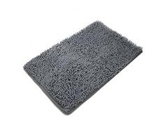 SKL Alfombra de Ducha Antideslizante para El Baño, Dormitorio, Habitación, Balcón, Tapetes de Baño, Suave Chenilla Microfibra (Gris, 60 * 40cm)