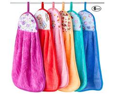 Pinowu Dick - Toalla de Terciopelo para Cocina y Cuarto de baño (6 Unidades), Ultra Absorbente, Supersuave, con Gancho para Colgar, Secado rápido, paño de Microfibra (30 x 40 cm)