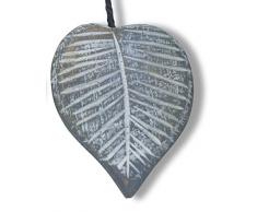 Imán clip para cortina, de madera, con forma de hoja, de color gris