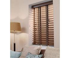 Estores Baratos Persiana Veneciana de Madera Maciza Premium (40cm hasta 240cm de Ancho). Color Nogal. Medida 195cm x 120cm para Ventanas y Puertas