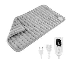 Mantas Elèctricas Almohadilla Térmica, Calienta Rapida, 6 Niveles de Temp,4 Temporizadores, Cinta Ajustable, Superficie Suave para Lumbares, Espalda, Hombros, Abdome (60 x 30 cm)