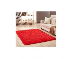 JIAN YA NA Alfombra Antideslizante Alfombras de la Sala de Estar súper Blandas Alfombra Peluda mullida para el hogar Deco Comedor Dormitorio Ni?os, Rojo, 200 * 200cm