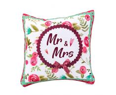 CAPRILO Lote 4 Cojines Decorativos Diseño Flores Multicolores.Textil. Recuerdos. Regalos Originales. Detalles de Bodas, Comuniones, Bautizos, Cumpleaños y Eventos. CC