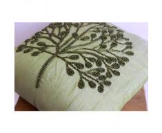 Green Tree - Decorativa Funda de Cojin 50 x 50 cm, Square Verde Seda Cuentas Bordado