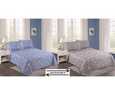 ForenTex- Colcha Boutí reversible, (SE-2674), cama 90 y 105 cm, 190 x 260 cm, Estampada cosida, colcha barata, set de cama, ropa de cama. Por cada 2 colchas o mantas paga solo un envío (o colcha y manta), descuento equivalente