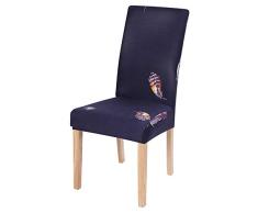 Elásticas y Modernas, Extraíbles y Lavables,1/2/4/6 Funda de Silla Impresa, Funda de Silla de Comedor extraíble-B_6Pcs,Sillas Asiento Elasticas Cubresillas Lavable