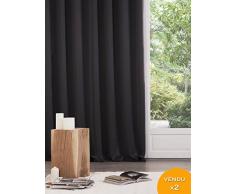 Homemaison par de Cortinas Opaco, poliÃ©ster, Negro, 240Â x 135Â cm