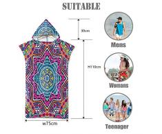Fansu Bohemia Verano Playa Poncho Toalla con Adulto, Natación Surf Albornoz para Cambiarse de Ropa Playa Baño Nadar Microfibra Toalla de Albornoces (75 * 110cm,H)