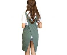 Delantal de lino y algodón suave de color sólido con diseño de espalda cruzada, estilo japonés en forma de X, para cocina, regalo ideal para chefs hombres y mujeres