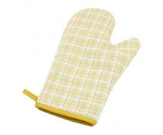 Resistente Al Calor Algodón Cuadrícula Forma De Cocina Horno Guante Manopla Amarillo