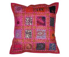 Fundas para cojín de algodón con bordados y tela de retales (patchwork), diseño de estilo hindú vintage, 2 unidades, 41 x 41 cm