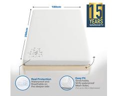 Dreamzie Protector de Colchón Impermeable 180 x 200 cm - Cubre Colchón Transpirable, Hipoalergénico, Anti-Ácaros Tratamiento Nueva Generacion Bi-Ome: Óptima Protección - Garantia de 15 años