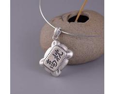 THTHT Vintage S925 Silver Collar Mujer Estilo Étnico Simple Almohada Mate Colgante Regalo Creativo De Moda De Tendencia De Personalidad