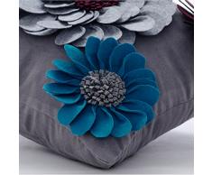 Azul Cubierta De Cojines Decorativos, 3D Fieltro Flor De La Dalia De Origami, 35x35 cm Fundas De Almohada, Sintió Cubierta De Almohadas, Moderno Cubierta De Cojines Decorativos -Bloomingdale