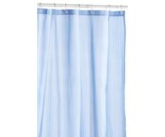 Spirella colección Raya, Cortina de Ducha Textil 180 x 200, 100% Polyester, Azul, poliéster, Blanco