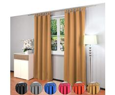 Gräfenstayn® Alana - cortina térmica opaca monocromática que oscurece la cortina con bucles - 135 x 245 cm (ancho x alto) - muchos colores atractivos (Beige)