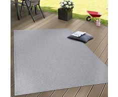 Paco Home Alfombra Interior Y Exterior Tejido Liso Terrazas Aspecto Natural Gris, tamaño:160x220 cm