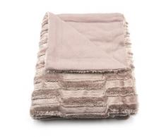 HTE Manta de Cama y Sofá de Piel Sintética Súper Suave y Caliente, Manta Decorativa Individual a Medida 130 x 160 cm, Manta Microfibra de Poliéster (Beige, 130 x 160 cm)