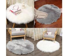KAIHONG Oveja de Piel sintética Felpudo Alfombra Antideslizante Lujosa Suave Lana Artificial Alfombra para salón Dormitorio baño sofá Silla cojín (Gris, 45 x 45 cm)