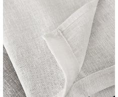 Woltu® # 630 - 2 1 par de Cortinas Transparentes Paneles de Cortina de Lino con Dos Abrazaderas de Cortina Decorativa Cortinas de Gasa con Rod Bolsillo, Tela, Blanco, 55x96in(140x245cm)