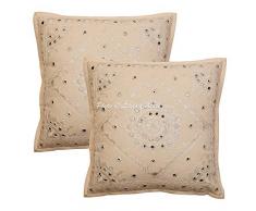 Stylo Culture Étnico Algodón Cojines Decorativos para Sofas 40 x 40cm 40 x 40cm Beige Tradicional Decorativo Bordado Espejado 16 x 16Inch Espejado Cuadrado Fundas De Almohada Conjunto De 2