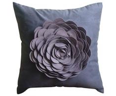 Plum Rose - Decorativa Funda de Cojin 40 x 40 cm, Square Purple Suede Flores de Fieltro