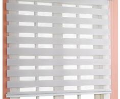 Estor noche y día enrollable PREMIUM (desde 40 hasta 250cm de ancho) con cajón de ALUMINIO blanco tejido color gris. Medida 150cm x 220cm para ventanas y puertas