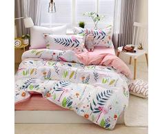 Odot Ropa de Cama 4 Piezas Juego de Funda de Edredón Juego de Cama Microfibra Cómodo Funda de Nórdico y Funda de Almohada Sábana Encimera Familiar y Niños King Size (200x230cm,Flamenco)