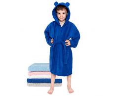 Albornoz con capucha Niño, Niña, Bebe - Talla 9-10 años (134-140cm), Azul Marino - Sin Productos Químicos (OEKO TEX), 100% Algodón - Albornoz Algodon Niño 2 Bolsillos, Cinturón, Capucha con Orejas