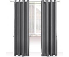 Songmics 2 piezas Cortina opaca con ojales 145 x 245 cm Gris plateado LRB245G-2