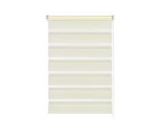 Gardinia 31086 - Estor de Doble Rollo con diseÃ±o de Rayas, fÃ¡cil Montaje Mediante Adhesivos o Pinzas en el Marco de la Ventana, 100 x 150 cm, Color Crema