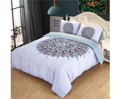 CHAOSE Juego de Sábanas Bohemio - Rojo y Blanco Funda Nórdica de Algodón y poliéster 3 Piezas (1 Funda Nórdica + 2 Funda de Almohada) (Blanco - Noble, (220x 240cm+2/70x50cm) - Cama de 150/160)