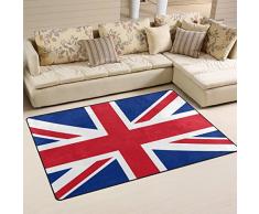 Yibaihe Alfombra decorativa, ligera, estampada, diseño de bandera británica, resistente al agua, para salón, dormitorio, 79 x 51 cm, 100% poliéster, multicolor, 153 x 100 cm (60 x 39 in)