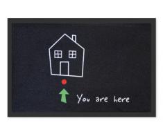 Felpudo, diseño con texto "You are here"
