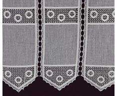 Visillo a medida Macramee - Cortina de láminas, ganchillo, corta, estilo rústico, aspecto de batista, altura 45 cm, ancho de la cortina por unidades en incrementos de 10 cm, color blanco