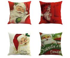 YEKEYI 4 Fundas de Almohada Decorativas con diseño de Navidad, de Lino y algodón, S-4pcsB, 18x18 (4pcsA)