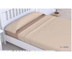 (Beige 150) JUEGO SÁBANAS DE VERANO LISAS (3 PIEZAS) MICROFIBRA, TACTO SUAVE, MUY LIGERAS, 1 FUNDA ALMOHADA, 1 BAJERA ELÁSTICA Y 1 ENCIMERA, PARA CAMA DE HASTA 200 CM DE LARGO (150_x_200_cm, Beige)