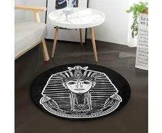 Mnsruu - Alfombra egipcia para salón o dormitorio (92 cm), diseño tribal azteca, color negro