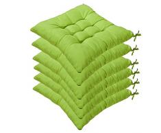 AGDLLYD 6 Cojines para Silla, 40x40cm Silla Almohadillas ojines Asiento Almohadillas Silla cojín Cuadrado Almohadas Home Oficina Interior jardín Patio (Verde Claro)