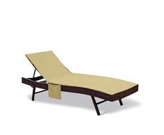 QCWN - Funda de algodón para silla de piscina, toallas de playa largas, fundas para sillas de salón con un bolsillo lateral para piscina, tumbonas y sillones reclinables 83.5 pulgadas, beige