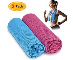 Babacom Toalla de Microfibra, [2 Piezas] 40x12 Toalla Gimnasio para Deportiva, Toalla de Enfriamiento Secado Rápido Super Absorbente Bufanda de Cuello para Yoga, Correr, Golf, Playa, Camping