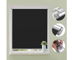 KINLO Persiana Enrollable 80x160cm Negro Sin Perforación Estor Opaco para Ventana Dormitorio/Baño/Sala/Cocina Cortina Automática Protector Solar UV Proteger privacidad con Revestimiento Plateado