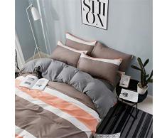 Fansu Juego de Ropa de Cama 4 Piezas, Incluye Moderno Nórdico Microfibra 1 Cremallera Funda Nórdica de Edredón 1 Colcha de Cama o Sábana 2 Fundas de Almohada (150x200cm-1.5M,Naranja marrón en Capas)