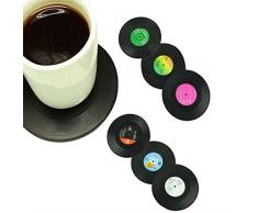 Juego de 6 posavasos de vinilo de record Copa Bebidas Holder Mat Vajilla Mantel individual alfombrilla de taza de té