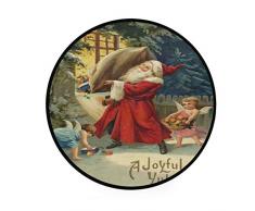 Mnsruu Feliz Navidad Papá Noel Regalo Año Nuevo Ronda Alfombra para Sala de Estar Dormitorio 3' diámetro (92 cm)