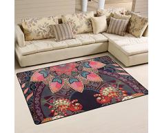 Yibaihe Alfombra de Suelo Ligera, Estampada Retro, con exótico Pavo Real, Repelente al Agua, fácil de Limpiar, para salón, Dormitorio, 79 x 51 cm, 100% poliéster, 153 x 100 cm (60 x39 in)